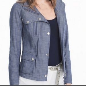 White House Black Market Chambray Moto jacket
